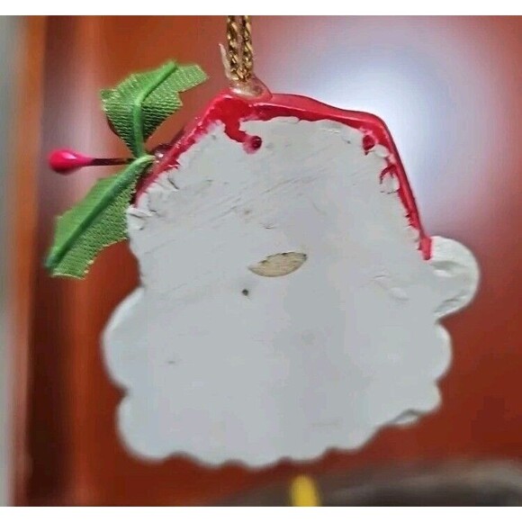 Old World Style Ceramic Santa Head Christmas Holiday Ornament Vintage 2" x 1.5" - Picture 4 of 4